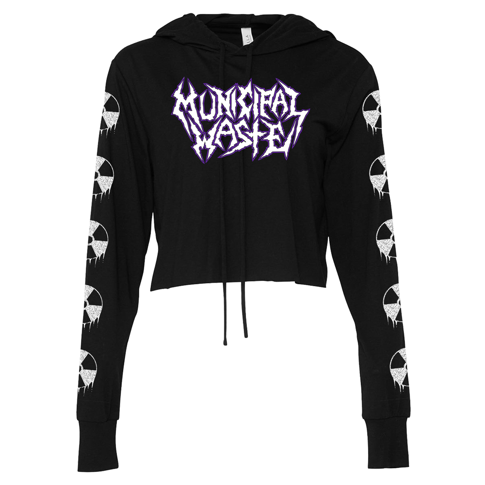 Logo Crop Hoodie - Black