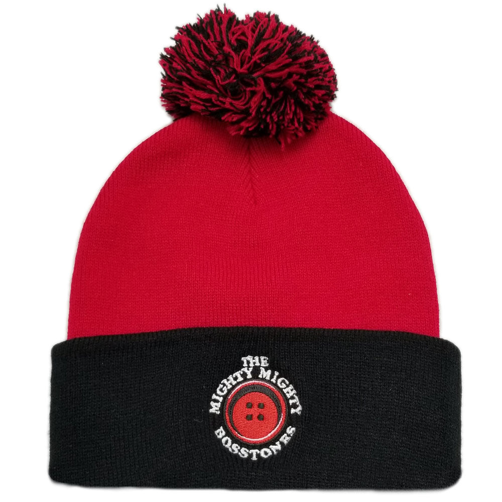 Button Logo Pom Pom Beanie