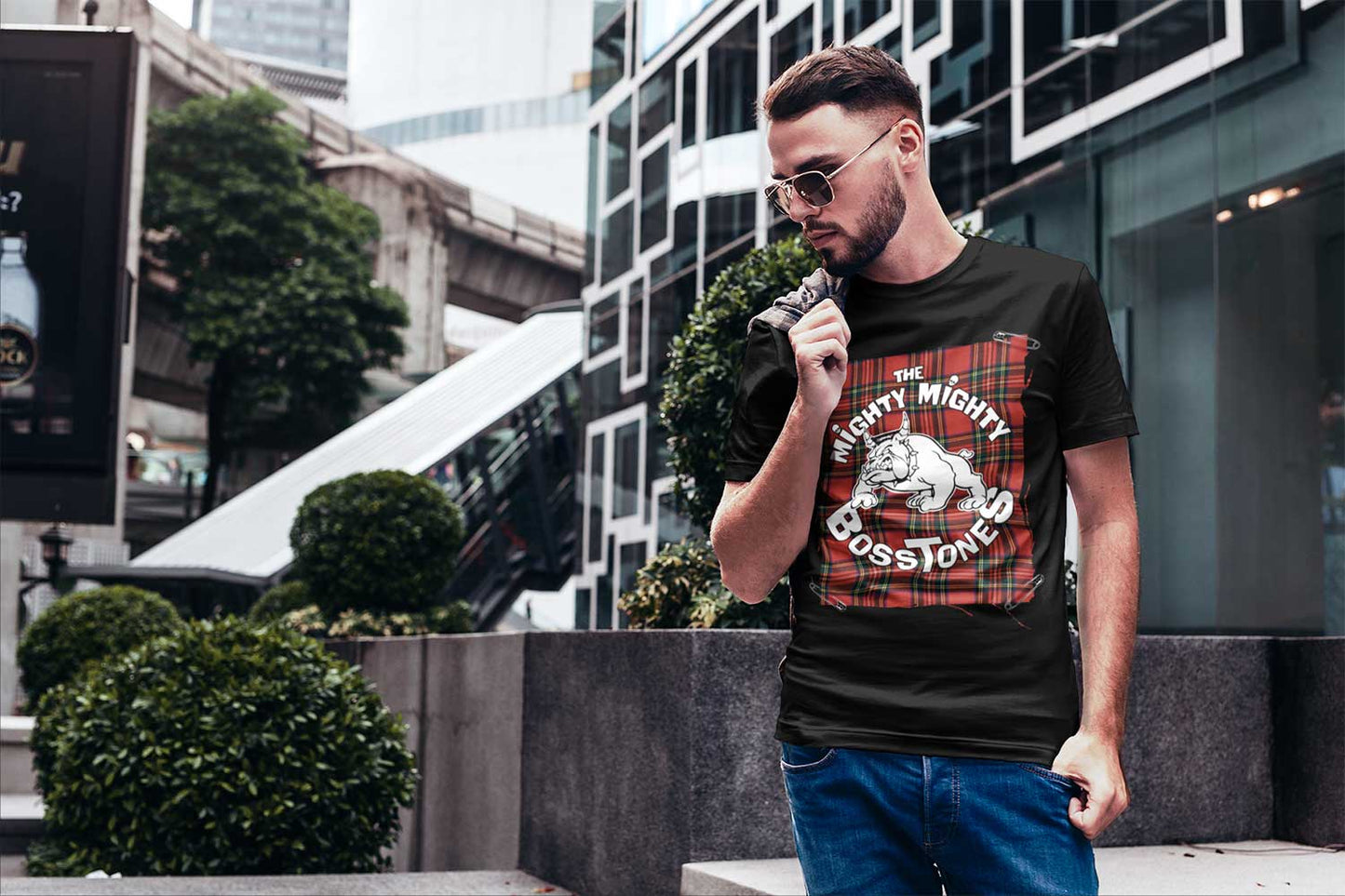 Plaid Badge Boys Boston T-Shirt