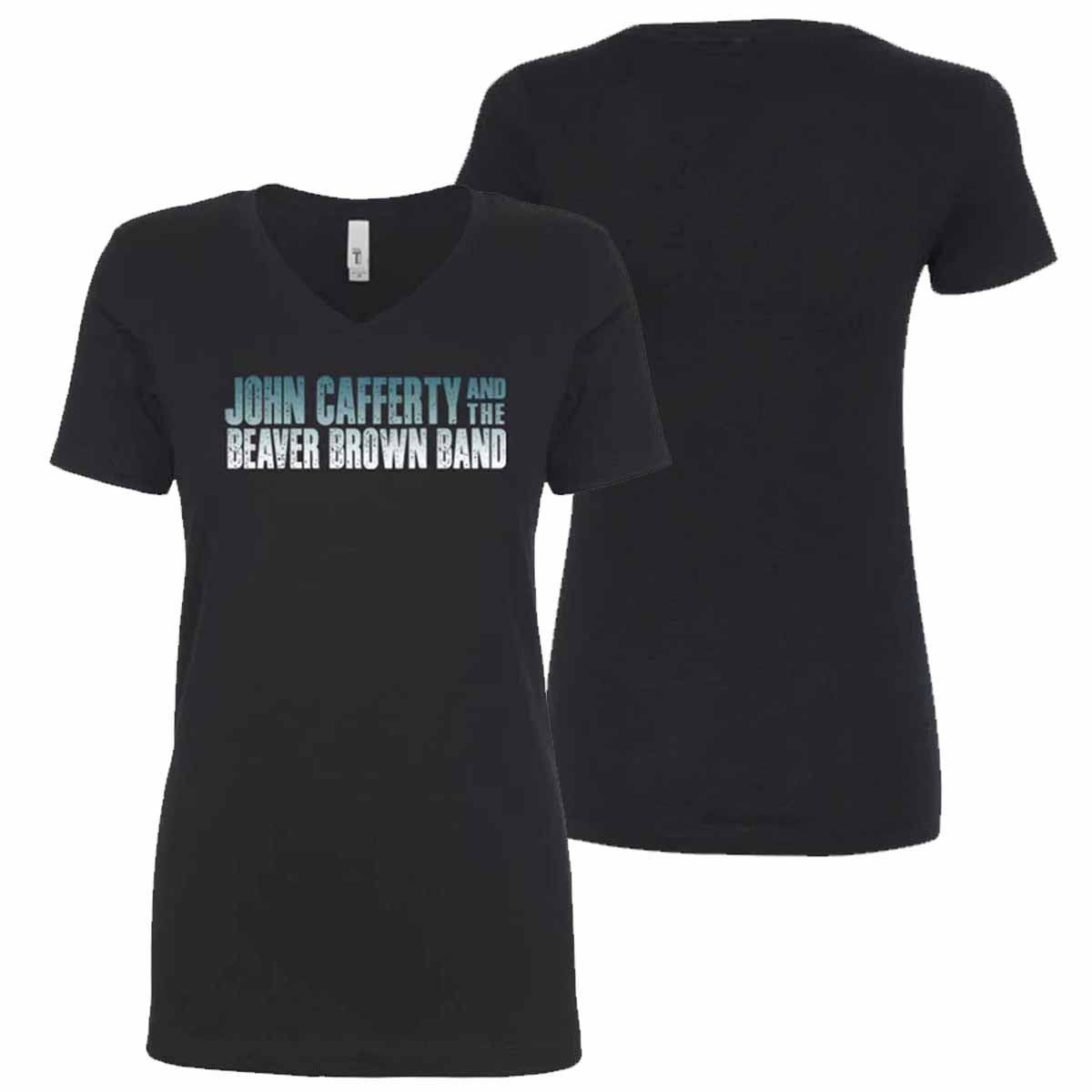Classic Logo Ladies Black V-Neck T-Shirt
