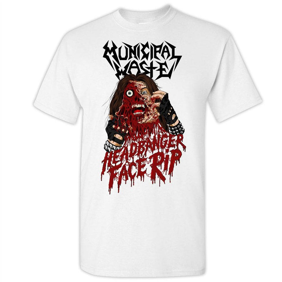 Headbanger Face Rip White T-Shirt